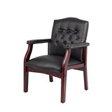 LIFE SKY Leather Armchair for Office Reception - Classic Tufted Guest Chair with Wooden Frame & Brass Nail Head Trim - Professional Waiting Room & Home Study Seating for Consultants LIFE SKY