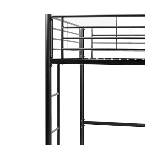 Walker Edison Timothee Urban Industrial Metal Twin over Loft Bunk Bed, Twin Size, Black Walker Edison
