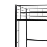Walker Edison Timothee Urban Industrial Metal Twin over Loft Bunk Bed, Twin Size, Black Walker Edison