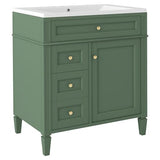 Linique 30" Bathroom Vanity with Sink Combo Set, Solid Wood Frame Modern Bathroom Storage Cabinet with 2 Drawers and a Tip-Out Drawer, Soft Closing Cabinet Door with Organizer, Green Linique