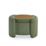 Furniture of America Lennox Modern Chenille 25-inch Round Storage Ottoman with Reversible Flip Top, Upholstered Footstool for Living Room, Bedroom, Entryway, Green Furniture of America