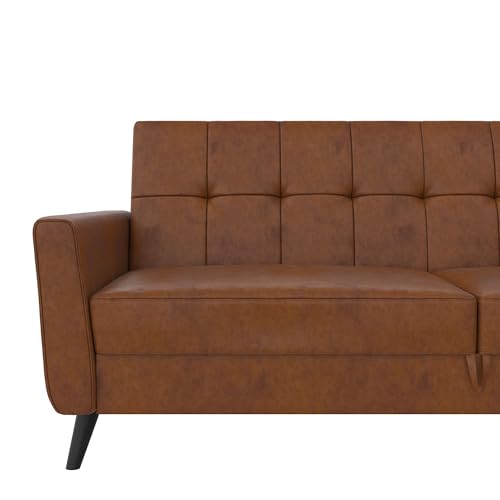 DHP Parker Futon with Storage, Camel Faux Leather