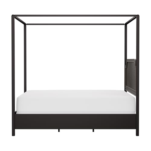Hillsdale Melanie Wood and Metal King Canopy Bed with Low Footboard, Oiled Bronze Hillsdale