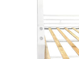 PVWIIK Twin Over Twin Metal Bunk Bed with Slide and Roof Design for Girls & Boys,House Shaped Bunk Bed Frame w/Ladder and Full-Length Guardrail,Floor Bunk Bed,No Box Spring Required,White PVWIIK
