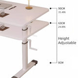 VyhPJg Manual Crank Standing Desk, Adjustable Desk, Computer Desk, Sit-Stand Study Desk, Hand Lifting Writing Desk, Study Table for Bedroom, Living Room, Office(White,31.5X23.6IN) VyhPJg