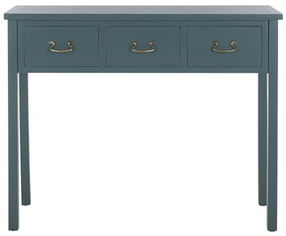 Safavieh Home Collection Cindy Farmhouse Slate Teal 3-Drawer Console Table - WoodArtSupply