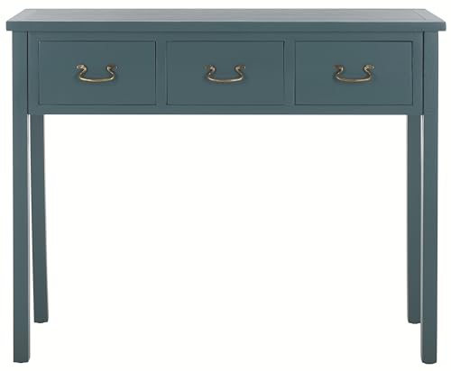 Safavieh Home Collection Cindy Farmhouse Slate Teal 3-Drawer Console Table - WoodArtSupply