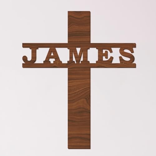 Baptism Wood Sign, Baptism Gift, First Communion Gift, Personalized Cross, Wooden Cross, Baptism Cross, Wooden Name Cross, Gift for Church Members - WoodArtSupply