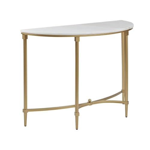Starlight Canyon Home White Marble Hallway Table, Modern Luxury Console Table for Entryway or Living Room with Gold Metal Legs and White Marble Table Top Starlight Canyon Home