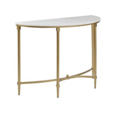Starlight Canyon Home White Marble Hallway Table, Modern Luxury Console Table for Entryway or Living Room with Gold Metal Legs and White Marble Table Top Starlight Canyon Home