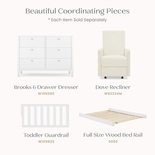Delta Children Isabelle 6-in-1 Convertible Crib, Converts to Toddler Bed, Daybed, Sofa & Full Bed With/Without Footbaord, Fits Standard Crib Mattress, 3 Mattress Heights for Baby Nursery, Bianca White