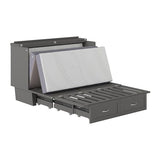 AFI, Monroe Queen Murphy Bed Chest with 6" Mattress, Storage Drawer & Built-in USB Charger, Grey AFI