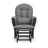 Storkcraft Premium Hoop Glider & Ottoman (Black with Gray) — GREENGUARD Gold Certified, Solid Wood Craftsmanship, Convenient Storage Pockets, Smooth-Gliding Chair for Nursery, Multi-Award-Winning Storkcraft