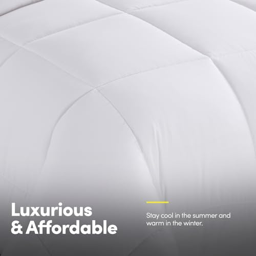 Sweet Home Collection 7 Piece Comforter Set Bag Solid Color All Season Soft Down Alternative Blanket & Luxurious Microfiber Bed Sheets, White, Queen Sweet Home Collection