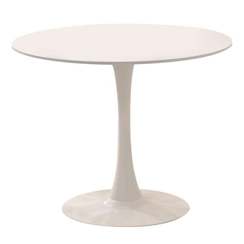 SoarTalent 3-Pieces 31.5" Round Dining Table Set for 2, White Dining Table & Boucle Upholstered Dining Chairs Set of 2 for Kitchen Dining Room Apartment Small Space(White-Gold Leg Chair) SoarTalent