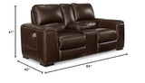Signature Design by Ashley Alessandro Contemporary Tufted Leather Power Reclining Loveseat with Console and Adjustable Headrest, Dark Brown Signature Design by Ashley