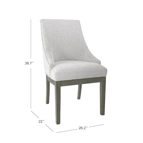 HomePop Home Decor | Upholstered Anywhere Dining Chair | Accent Chairs for Living Room & Bedroom | Decorative Home Furniture - Neutral Textured Solid (Single Pack) HomePop