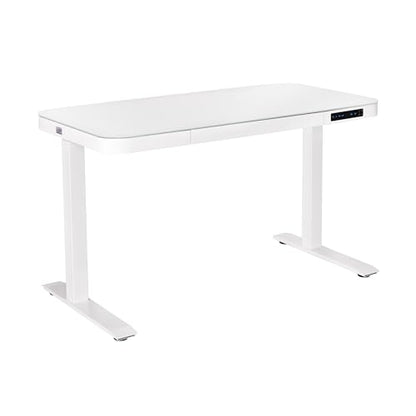 Seville Classics Airlift Electric Height Adjustable Desk with Tempered Glass Top, USB Charging Ergonomic Sit Stand Modern Home Office Workstation, - WoodArtSupply