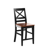 East West Furniture QUS-BLK-W Counter Bar Stool-Pub Height Wooden Chairs, Set of 2, Black & Cherry East West Furniture