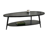 Shrine Black Oval Coffee Table, Mid-Century Modern Coffee Table, Black Walnut Wood Table for Living Room, D47''x W23.6''x H15'', Sleek Conical Metal Legs with Black Finish Shrine
