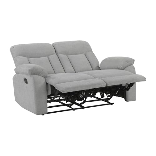 Lexicon Manual Double Recliner Loveseat for Living Room, Chenille Fabric Upholstered Reclining Sofa, Home Theater Seating, Easy Assembly, Recliner Love Seat Couch, Gray Lexicon