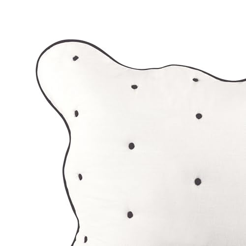 kate spade new york Scalloped Edge Euro Sham, 26" x 26" Decorative Pillow Cover, Single 100% Cotton Cover, Machine Washable, Marshmallow kate spade new york