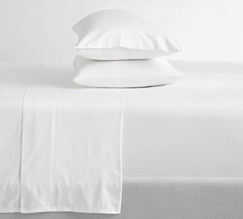 Feather & Stitch Softest 100% Cotton Sheets, 300 Thread Count Percale Weave Bedding, 16" Deep Pocket, Cooling Sheets, Breathable Bed Set, Hotel Premium Quality (Queen, White) FEATHER & STITCH NEW YORK