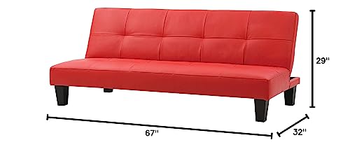 Glory Furniture Alan Faux Leather Sleeper Sofa in Red Glory Furniture