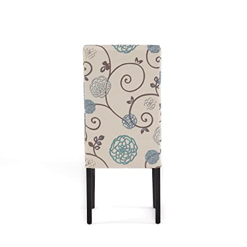 Christopher Knight Home Pertica Fabric Dining Chairs, 2-Pcs Set, Polyester White And Blue Floral - WoodArtSupply