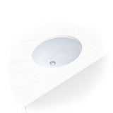MSI 17 inch x 14 inch Oval Porcelain Ceramic Undermount Bathroom Vanity Vessel Sink, White MSI