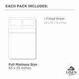 Linen Home 100% Cotton Percale Weave Fitted Sheet, Full Size, White, 1 Deep Pocket Fitted Sheet, Fits Mattress Upto 16" Crisp and Cool Strong Bed Linen, 54"X75"+15" Linen Home