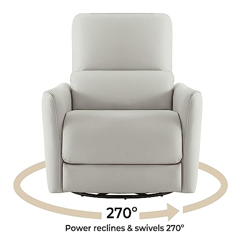 CHITA Power Recliner Chair Swivel Glider, FSC Certified Upholstered Faux Leather Living Room Nursery Reclining Sofa Chair with Lumbar Support, Cream