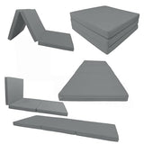 D&D Futon Furniture Trifold Foam Beds, Floor Tri-Fold Bed, Foldable Shikibuton Mattress Cushion Topper Mat for Space Saving Sleepover 3x27x75 in, Gray D&D Futon Furniture