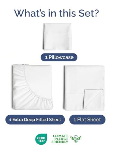 Extra Deep Pocket Twin XL Sheets - 3 Piece Breathable & Cooling Bed Sheets - Hotel Luxury Bed Sheet Set - Soft, Wrinkle Free & Comfy - Easily Fits Extra Deep Mattresses - Deep Pocket White Sheets Set CGK Unlimited