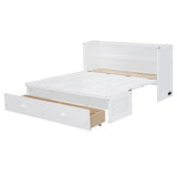 Merax Murphy Bed Cabinet Full Size with Storage Drawers, Chest Cube Bed for Guest Room, Built-in Sockets & USB Ports, for Home Office or Small Bedroom, White Merax