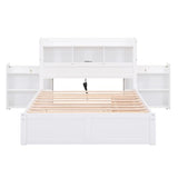 Harper & Bright Designs Full Platform Bed Frame with Twin Size Trundle and 2 Drawers, Full Size Storage Platform Bed with Pull Out Shelves, White Harper & Bright Designs