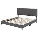 Novilla King Bed Frame and Headboard, Linen Upholstered King Size Bed Frame with Wood Slats Support, No Box Spring Needed, Heavy Duty Feet, Easy Assembly, Grey Novilla