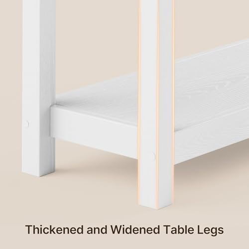 Gizoon Console Table with Drawers, Sofa Table with Storage Shelves, 2-Tier Wooden Entryway Table for Living Room, Kitchen, Hallway, Foyer, White Gizoon