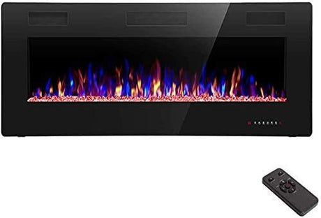 R.W.FLAME 42IN Recessed and Wall Mounted, The Thinnest Fireplace, Low Noise, Fit for 2 x 6 and 2 x 4 Stud, Remote Control with Timer, Touch Screen, Adjustable Flame Color and Speed R.W.FLAME