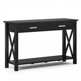 SIMPLIHOME Kitchener SOLID WOOD 47 inch Wide Contemporary Console Sofa Table in Black with Storage, 2 Drawers and 1 Shelf, for the Living Room SIMPLIHOME