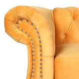 PHOYAL Modern 3 Seater Couch, Large Sofa Furniture, Roll Arm Classic Tufted Chesterfield Settee Velvet Sofa with Channel Tufted Seat Back for Living Room, Yellow PHOYAL