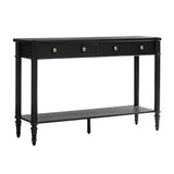 HULALA HOME Mid Century Modern Console Table with Natural Wood Grain, Fluted Entryway Table with 2 Drawers & Lower Shelf, 47.2" W x 13.78" D x 30" H(Black) HULALA HOME