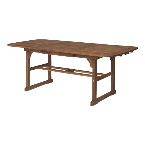 Walker Edison Maui Modern Solid Acacia Wood Slatted Patio Dining Table, 78 Inch, Dark Brown - WoodArtSupply