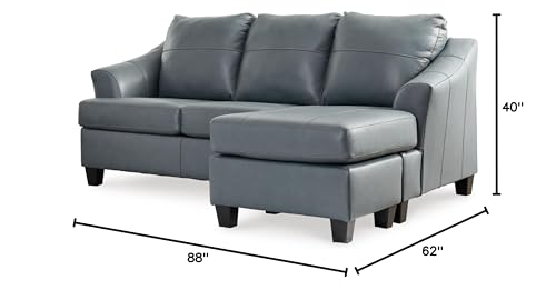 Signature Design by Ashley Genoa Modern Leather Sectional Sofa Couch with Chaise Lounge, Blue Signature Design by Ashley
