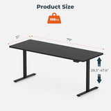FitStand Dual Motor Standing Desk, Large Stand Up Desks, 79x31 Inches Electric Sit Stand Desk, 4 Memory Preset Adjustable Height Home Office Desk (Black) FitStand