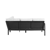 Linon Greyton Black Aluminum Frame Outdoor Sectional with White Removable Cushions Linon