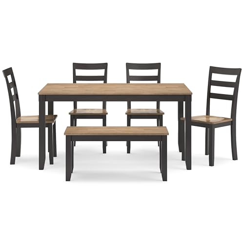 Signature Design by Ashley Gesthaven Casual Dining Table with 4 Chairs and Bench, Set of 6, Light Brown & Dark Brown Signature Design by Ashley
