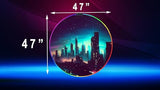 DEALZOOM Gaming Chair Mat LED RGB Gaming Lights (Skyline 47”) - Noise Cancelling, Anti-Slip Gamer Floor Mat – Scratch Resistant Computer Gaming Mat for Chair – Office Chair Mat for Hardwood Floor DEALZOOM