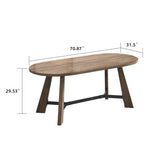 6FT Conference Table, 70.86" Oval Meeting Table for 6–8 People, Rustic Brown Conference Room Table with Metal Frame, Modern Office Conference Desk for Boardroom & Meeting Room VIRTRON