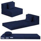 MeMoreCool Foldable Futon Chair Bed for Kids, Toddler Sofa Mattress, Convertible Foam Floor Couch, Tri-fold Sleeping Mattress (Navy) MeMoreCool